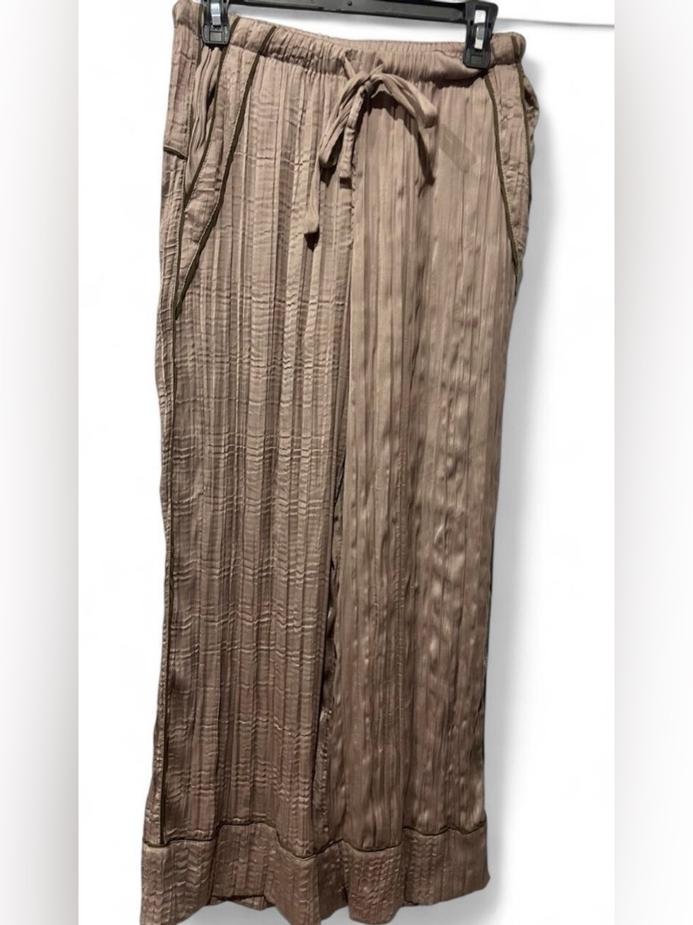 Free People Wide Leg Pleated Pants - Taupe Brown